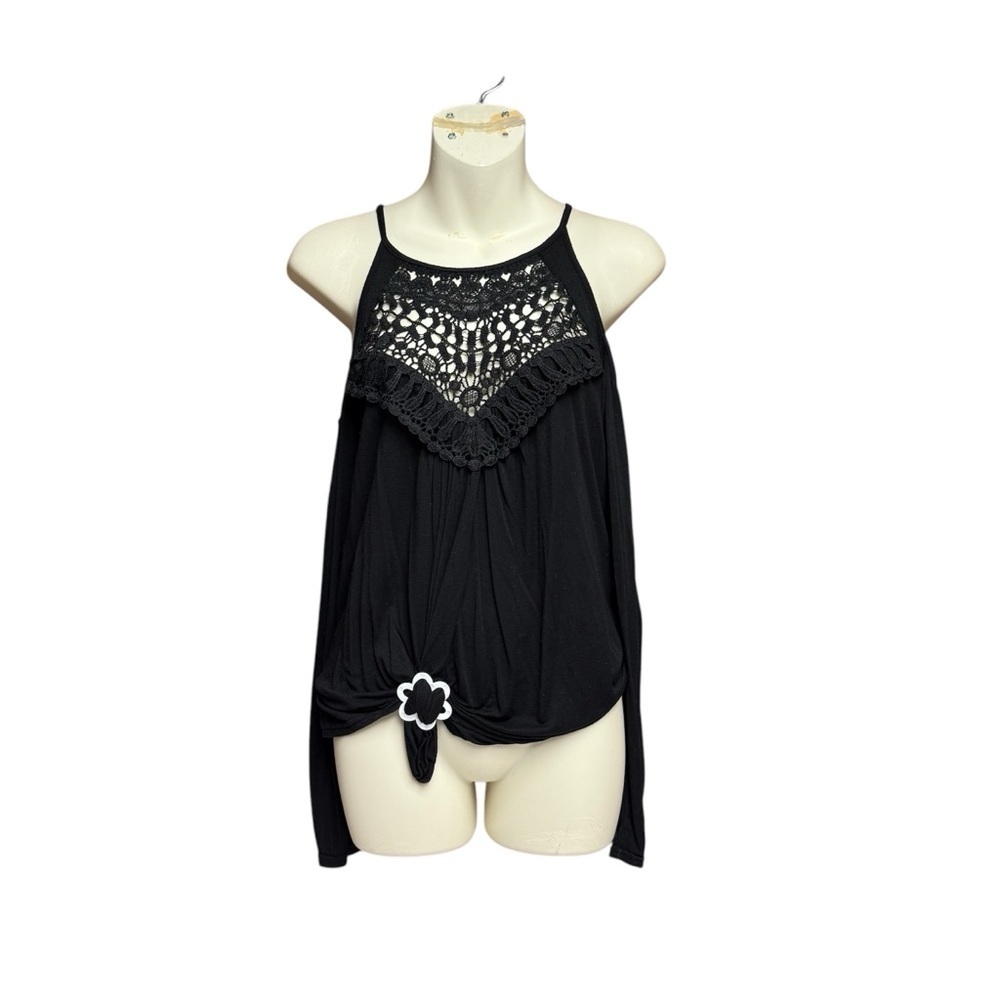 Black Lace Detail Women's Top size small no brand china